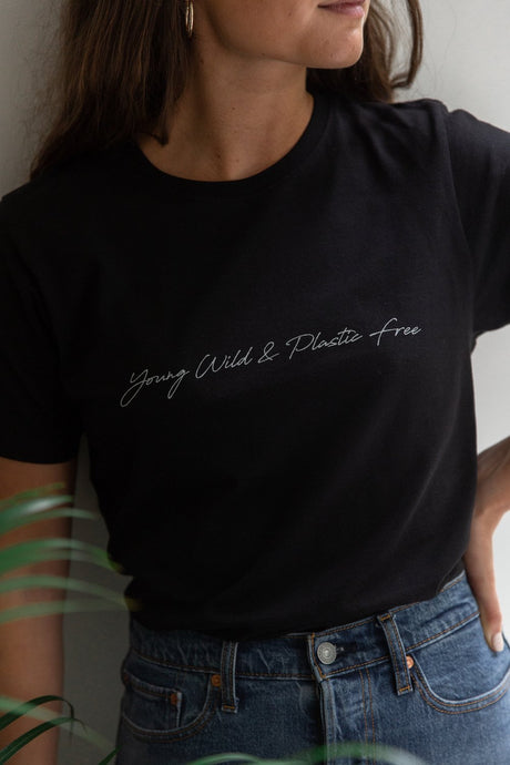 Young, Wild + Plastic Free Tee Black